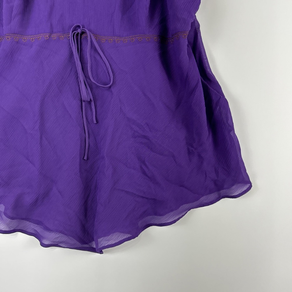 Vintage Mix It Womens Babydoll Tank Top Size 1X Purple Sequins Chiffon Gypsy - Picture 3 of 15